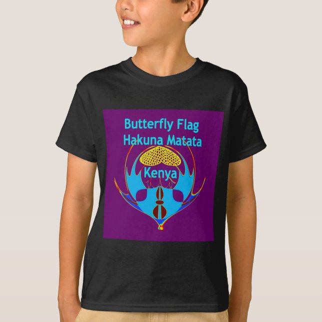 "Hakuna Matata Kenya" Butterfly Art Print/Graphic T Shirt (Framsida)