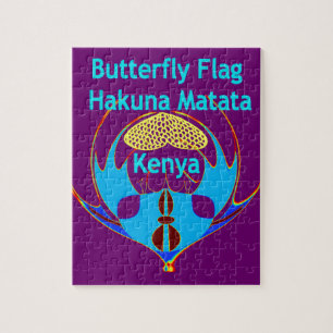 "Hakuna Matata Kenya" Fjäril Konsttryck/Grafik Pussel