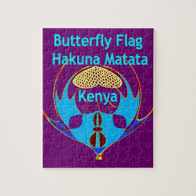  "Hakuna Matata Kenya" Fjäril Konsttryck/Grafik Pussel (Vertikal)