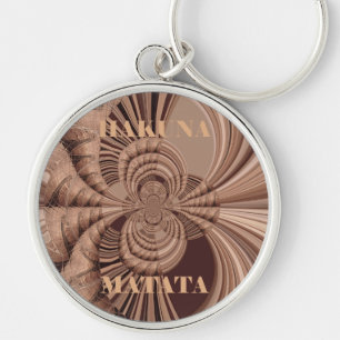 Hakuna Matata Kenya Giraffe Safari Woven Sourveni Rund Silverfärgad Nyckelring