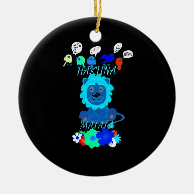 Hakuna Matata Lejon Art-utskrift Julgransprydnad Keramik (Framsidan)