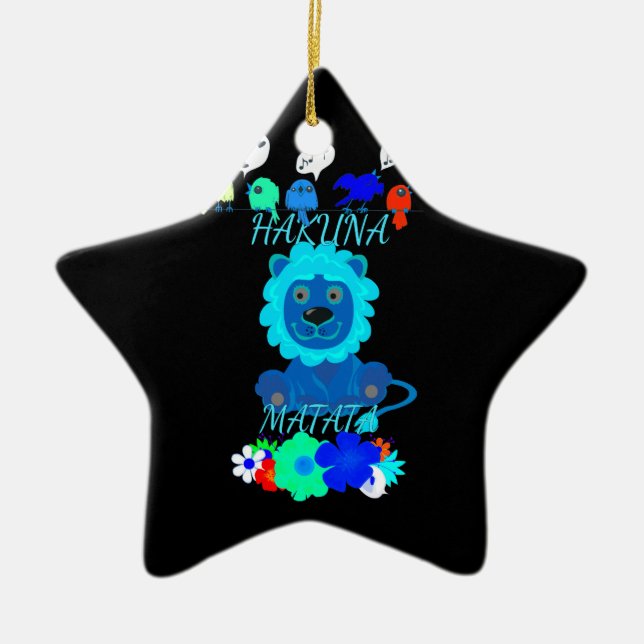 Hakuna Matata Lejon Art-utskrift Julgransprydnad Keramik (Framsidan)