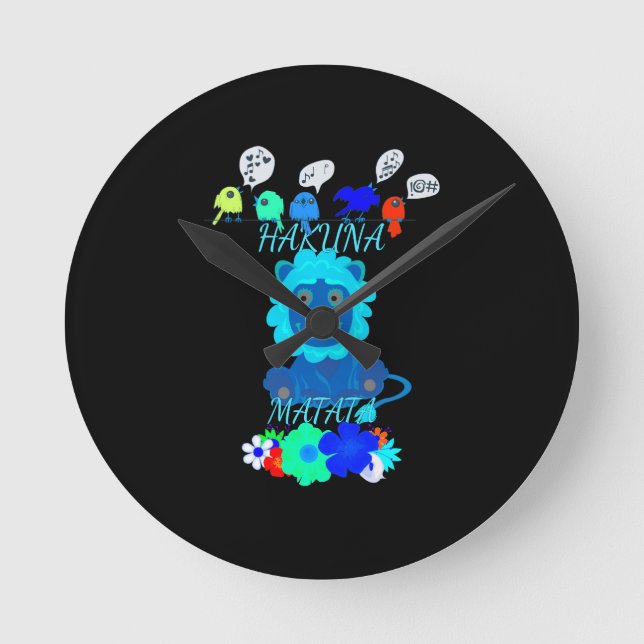Hakuna Matata Lejon Art-utskrift Rund Klocka (Framsida)