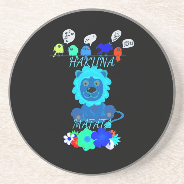 Hakuna Matata Lejon Art-utskrift Underlägg Sandsten (Framsidan)