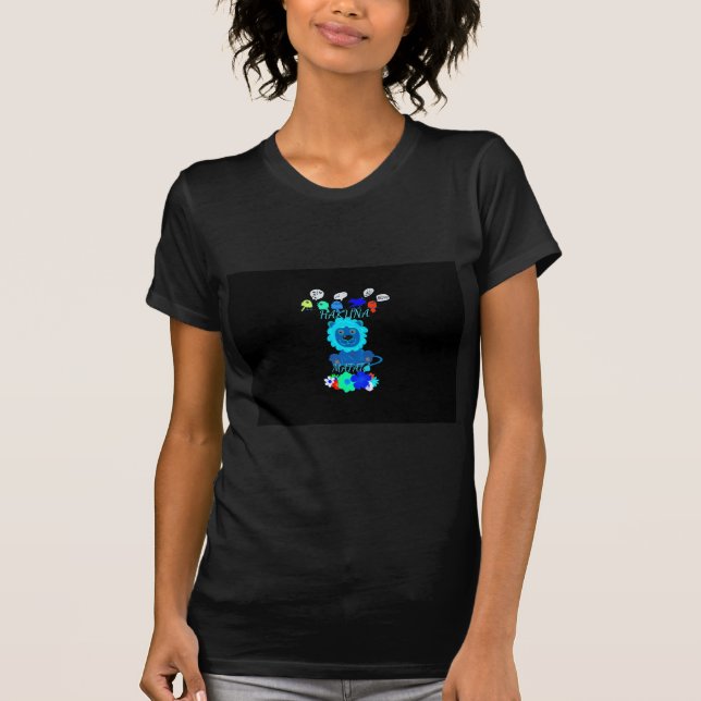 Hakuna Matata Lejon Konsttryck T Shirt (Framsida)