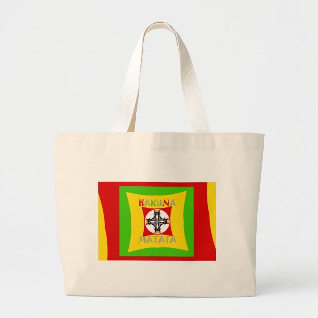 Hakuna Matata Rasta Färg Red Golden Grönt Jumbo Tygkasse (Framsidan)