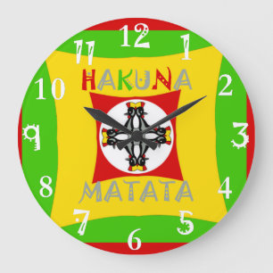Hakuna Matata Rasta Färg Red Golden Grönt Stor Klocka