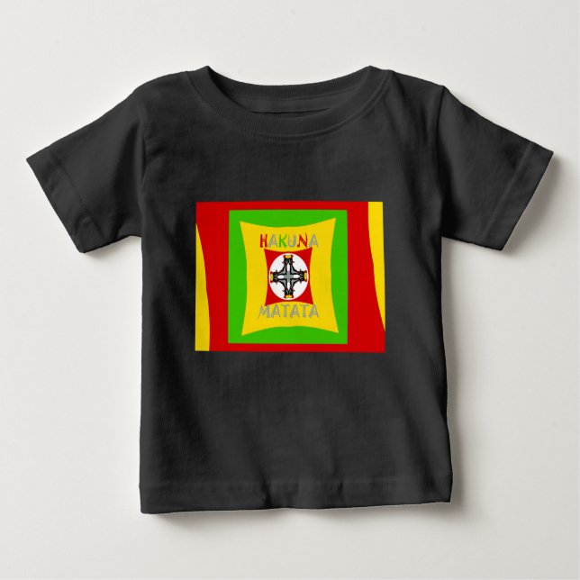 Hakuna Matata Rasta Färg Red Golden Grönt T Shirt (Framsida)