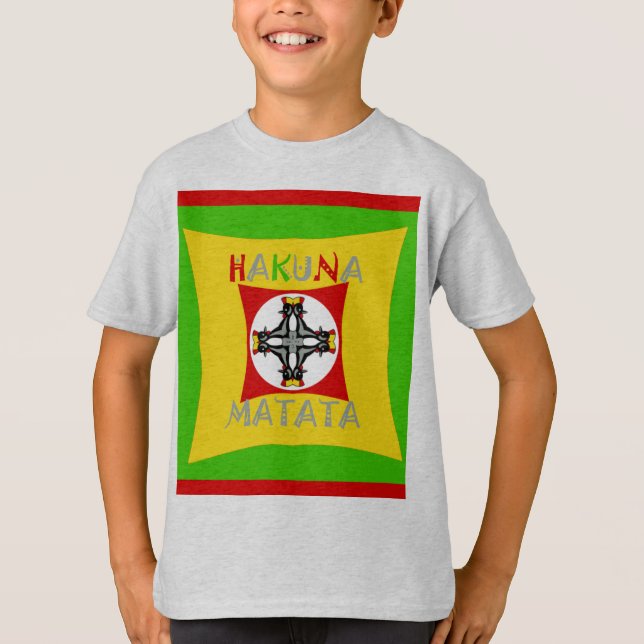 Hakuna Matata Rasta Färg Red Golden Grönt Tee (Framsida)