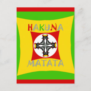 Hakuna Matata Rasta Färg Red Golden Grönt Vykort