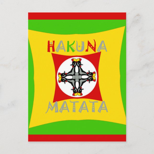 Hakuna Matata Rasta Färg Red Golden Grönt Vykort (Framsida)
