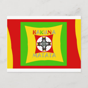 Hakuna Matata Rasta Färg Röd Guld Grön Vykort