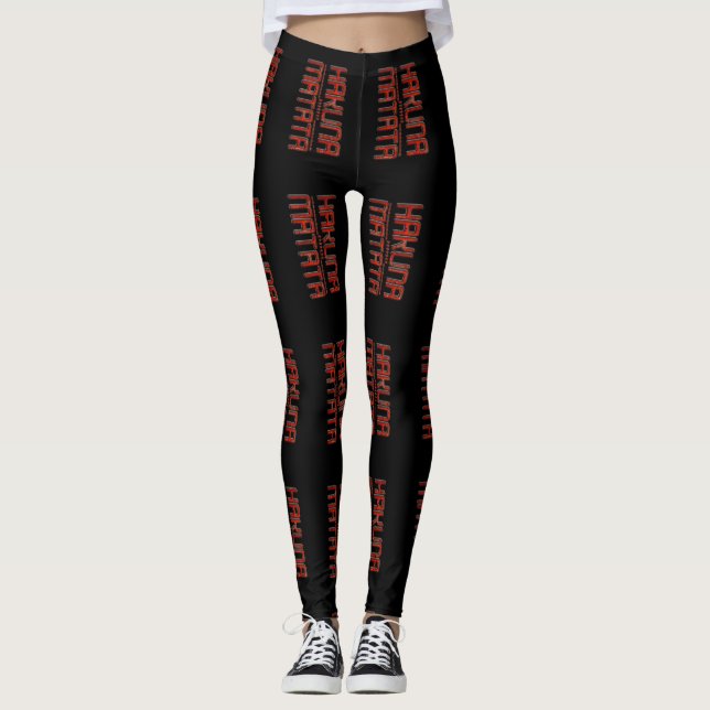 Hakuna Matata Red Black helg Lounging underbar Leggings (Framsida)