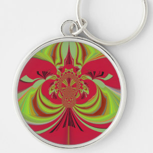 Hakuna Matata Red gult design Rund Silverfärgad Nyckelring