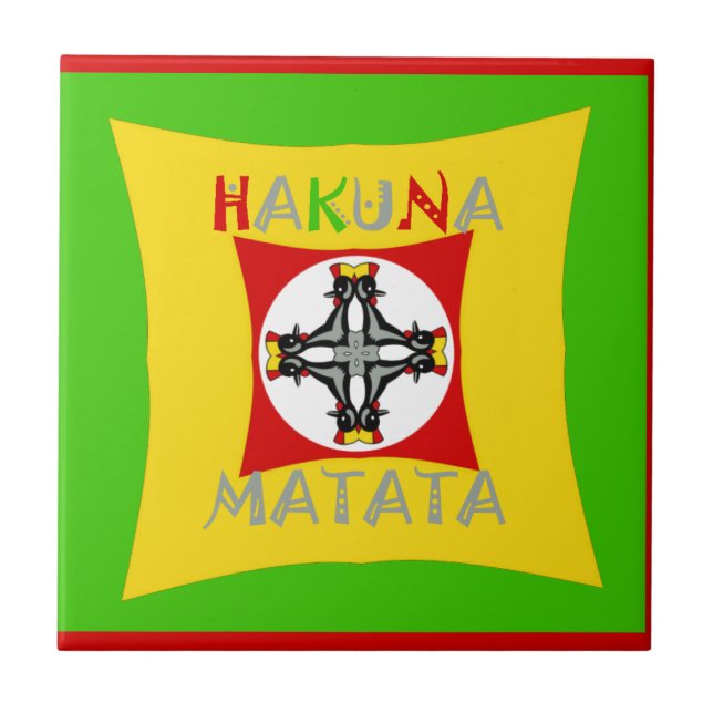 Hakuna Matata Roligt Rasta Färg: Vibrant & Carefre Kakelplatta (Framsidan)