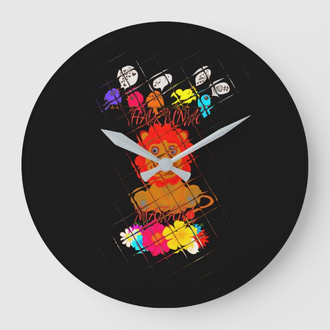 Hakuna Matata Söt baby lejona kung-design Stor Klocka (Framsida)