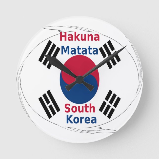 Hakuna Matata Sydkorea Art Print/Graphic Rund Klocka (Framsida)