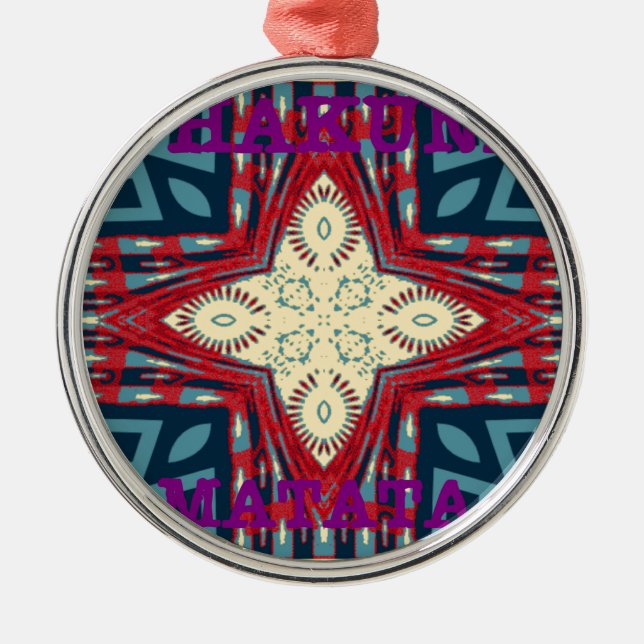 Hakuna Matata Text Hope Abstrakt Art Print Design Julgransprydnad Metall (Framsidan)