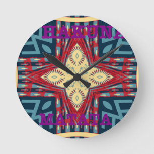 Hakuna Matata Text Hope Abstrakt Art Print Design Rund Klocka