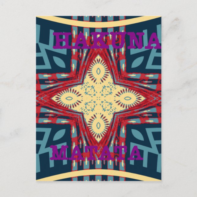 Hakuna Matata Text Hopp Abstrakt Konst Tryck Desig Vykort (Framsida)