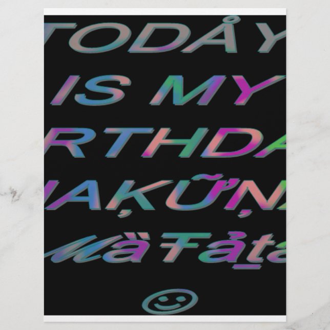 Hakuna Matata Today är min födelsedag Hakuna Matat (Framsida)