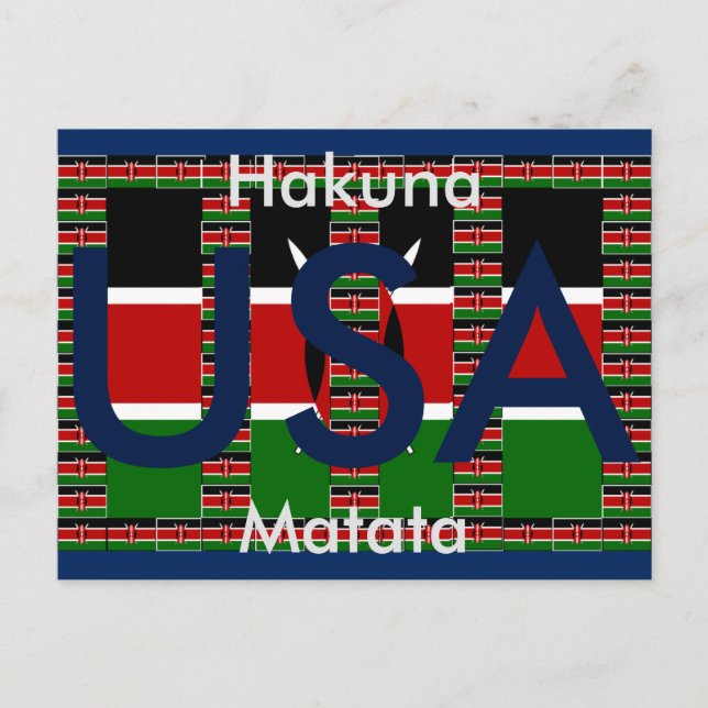 Hakuna Matata USA Kenya Black red grönt Postcard Vykort (Framsida)