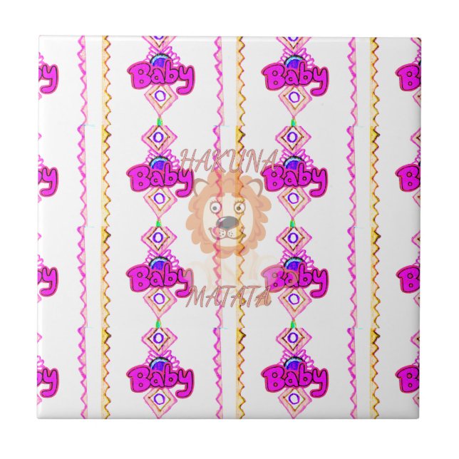 Hakuna Matata: Vackert Baby Lejona designmotif Kakelplatta (Framsidan)