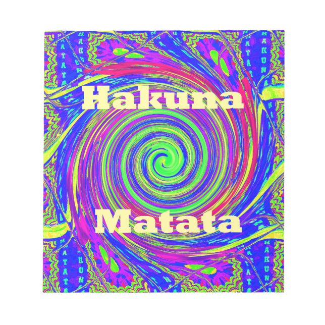 Hakuna Matata - Whirl Design med Vibrant Färg Anteckningsblock (Framsida)