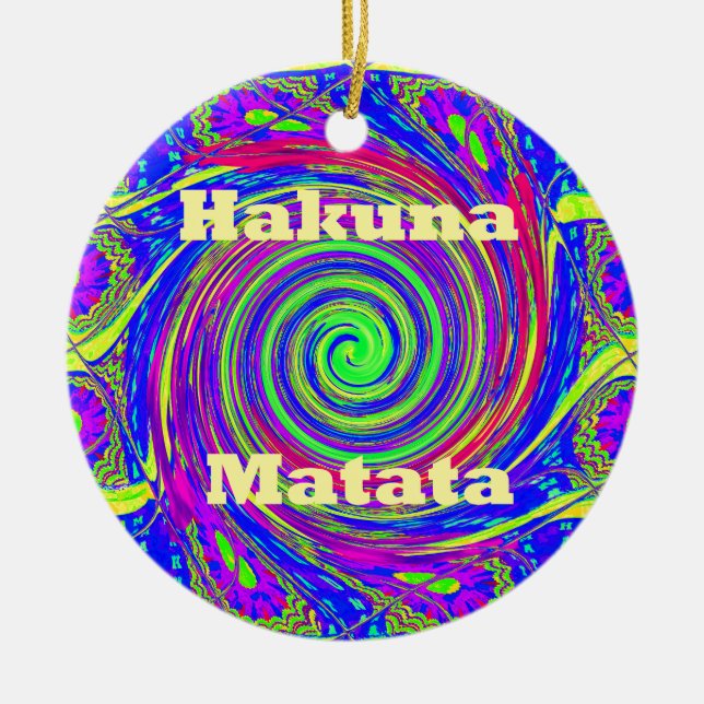 Hakuna Matata - Whirl Design med Vibrant Färg Julgransprydnad Keramik (Framsidan)