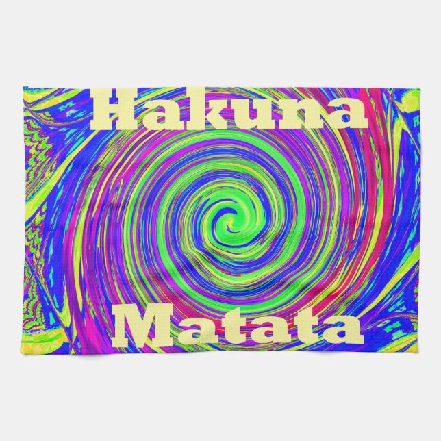 Hakuna Matata - Whirl Design med Vibrant Färg Kökshandduk (Horisontell)