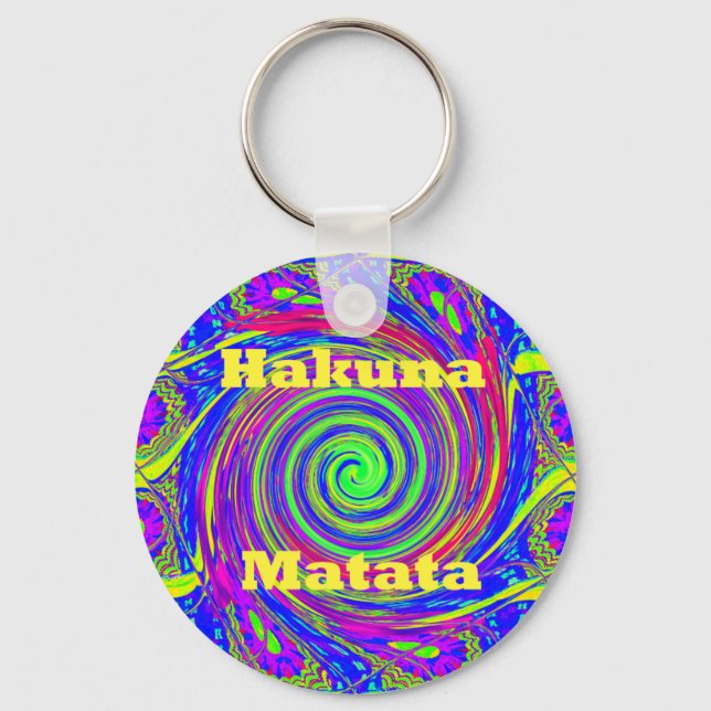 Hakuna Matata - Whirl Design med Vibrant Färg Nyckelring (Framsida)