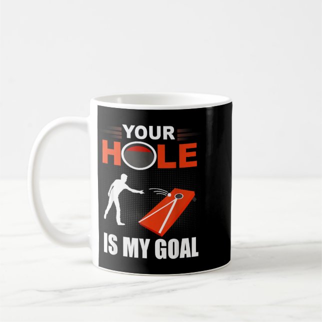 Hål är mål Roligt Cornhole-spel Bean Bag Toss Kaffemugg (Vänster)