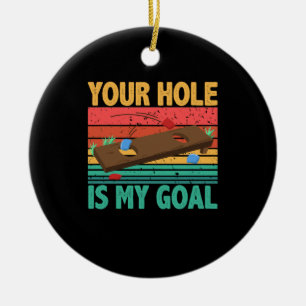 Hål är min måltavla Cornhole Team Bean Bag Älskare Julgransprydnad Keramik