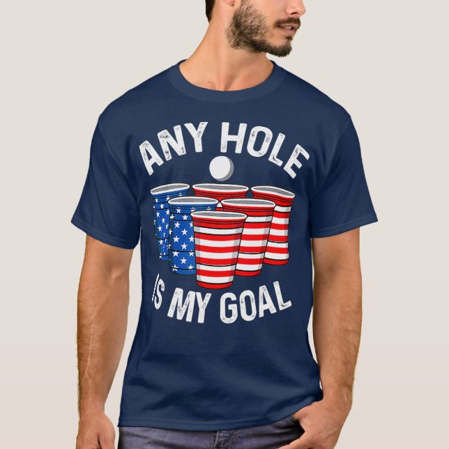 Hål är min måltavla Pong 4 juli Patriotic T Shirt (Framsida)