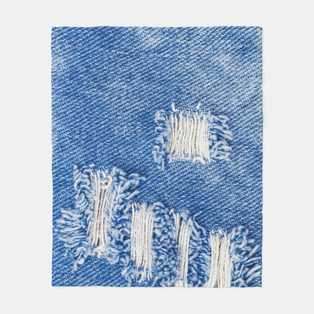 Hål, denim jeans, riven struktur fleecefilt (Framsidan)