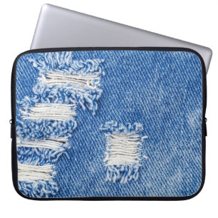 Hål, denim jeans, riven struktur laptop fodral