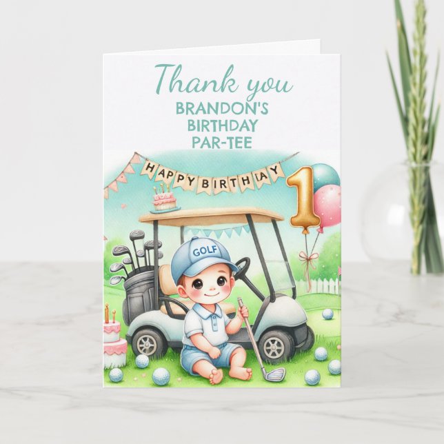 Hål i en 1:a födelsedagspojke Golf Par-T Tack Kort (Framsida)