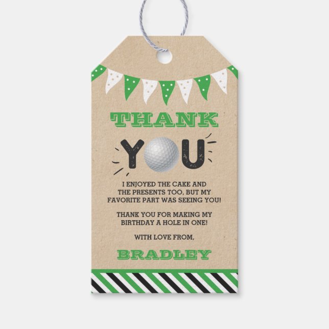 Hål i en boys Golf 1:a födelsedagspresen Presentetikett (Framsidan)