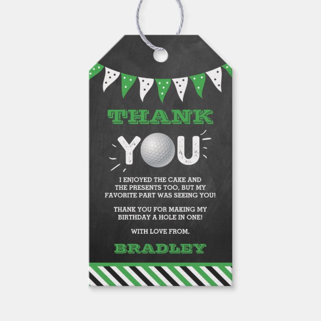 Hål i en boys Golf 1:a födelsedagspresen Presentetikett (Framsidan)