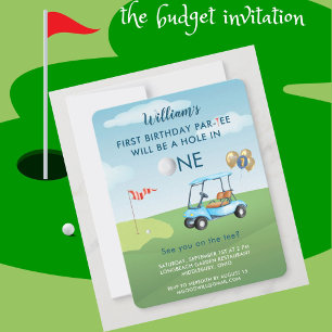 Hål i en budgetpost Golf Par 1:a födelsedagen Inbjudningar