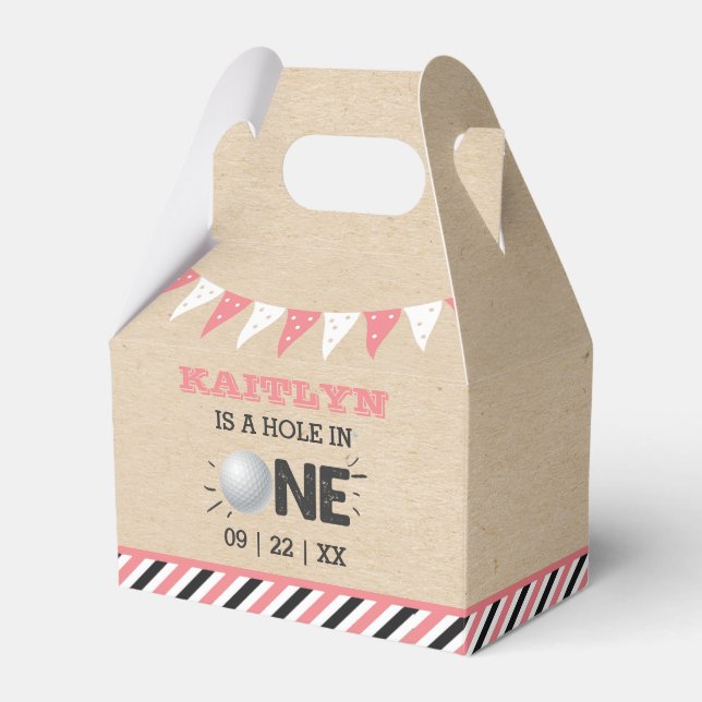 Hål i en flickas Golf 1:a födelsedagspresen Presentaskar (Framsidan Sidan)