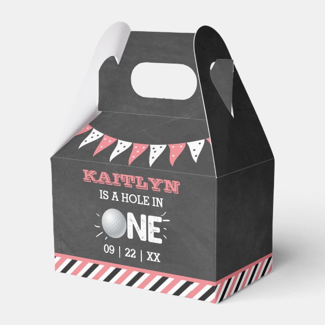 Hål i en flickas Golf 1:a födelsedagspresen Presentaskar (Framsidan Sidan)