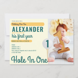 Hål i en födelsedag Golf Mastated 1st Birthday Inbjudningar