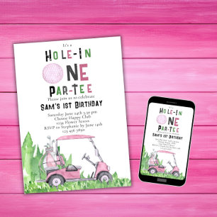 Hål i en första Golf Birthday-part Inbjudningar
