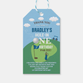 Hål i en golf 1:a födelsedag Tack Presentetikett