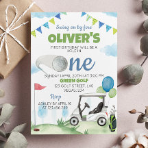Hål i en Golf Boy 1:a födelsedagsinbjudan