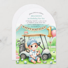 Hål i en golf Boy 1st Birthday Par-Tee Inbjudningar