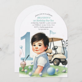 Hål i en golf Boy 1st Birthday Par-Tee Inbjudningar