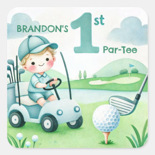 Hål i en Golf Boy-födelsedag 1:a partnerns födelse Fyrkantigt Klistermärke