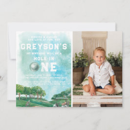 Hål i en golf Boy, första födelsedag Inbjudningar